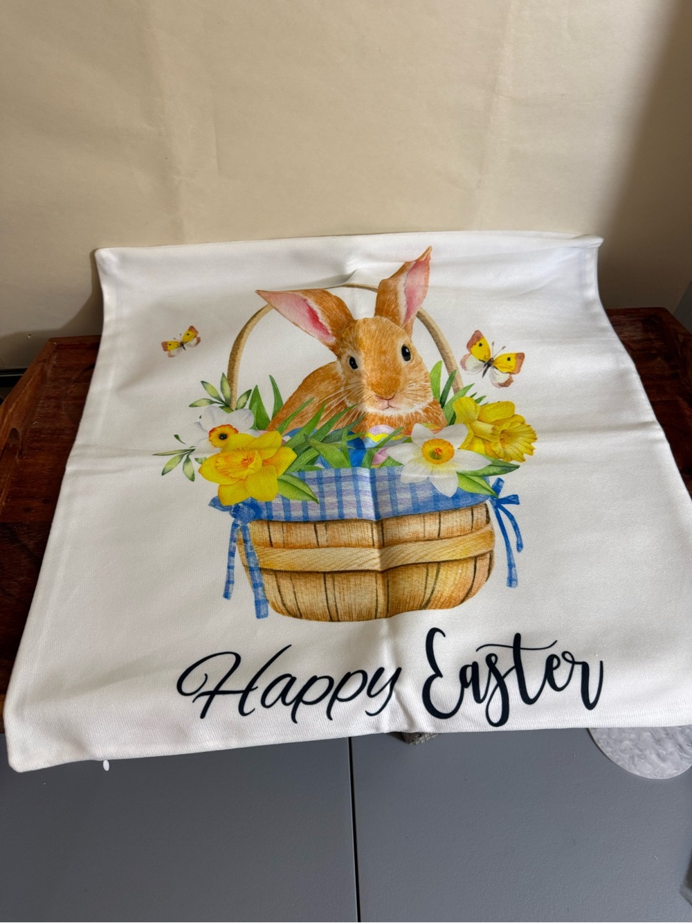 2 pc New Happy Easter Bunny Decorative cushion throw pillow case Egg hunt Gnome